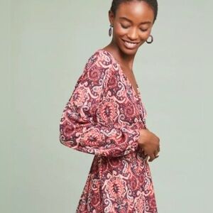Anthropologie Paisley Print Long Sleeve Dress